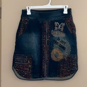 - Desigual embroider denim skirt